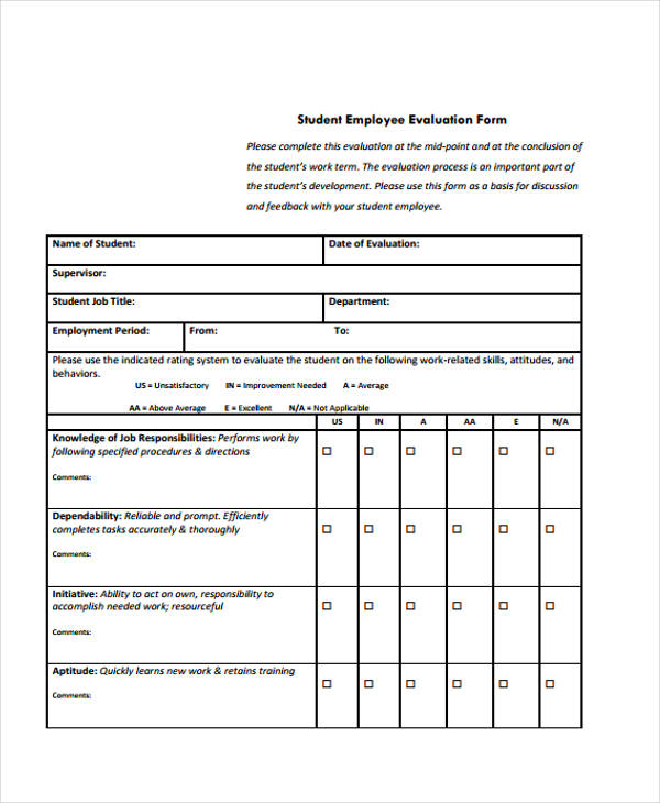 FREE 54 Student Evaluation Forms In PDF