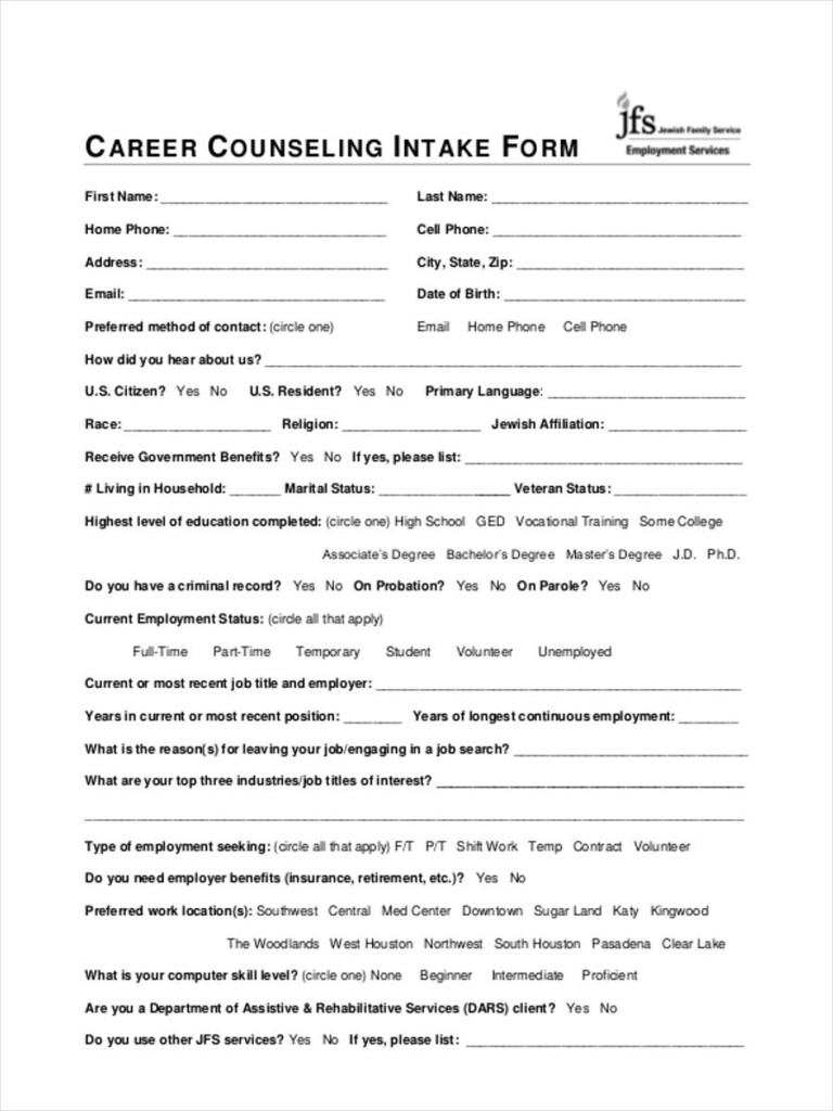 FREE 6 Career Counseling Forms In PDF