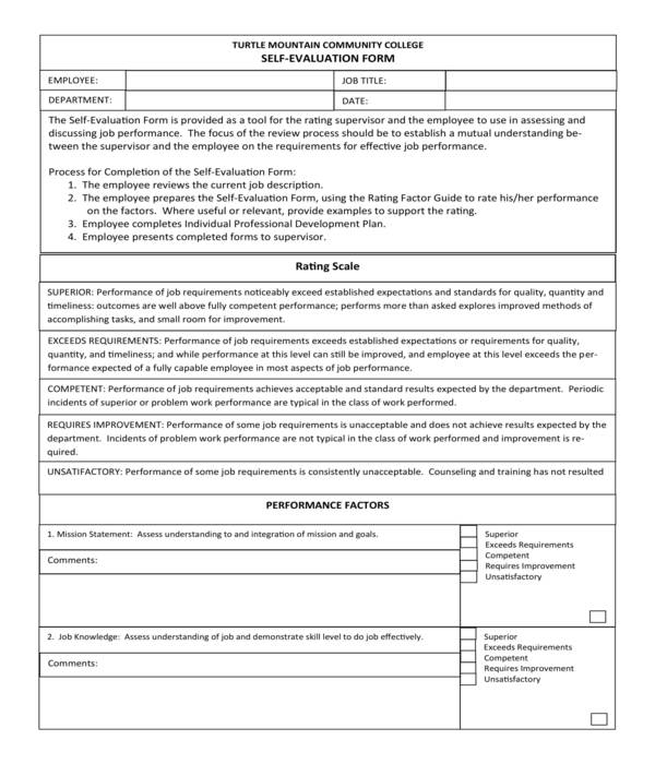 FREE 6 Employee Self Evaluation Forms In PDF MS Word Excel