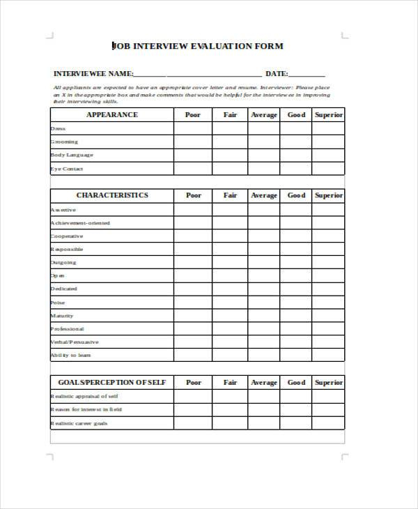 FREE 60 Sample Evaluation Forms In PDF MS Word Excel