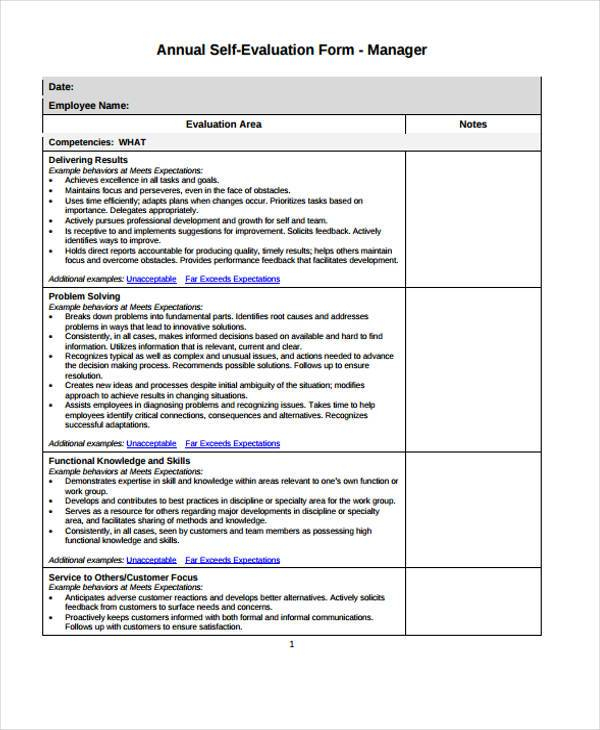 FREE 7 Manager Evaluation Forms In PDF MS Word