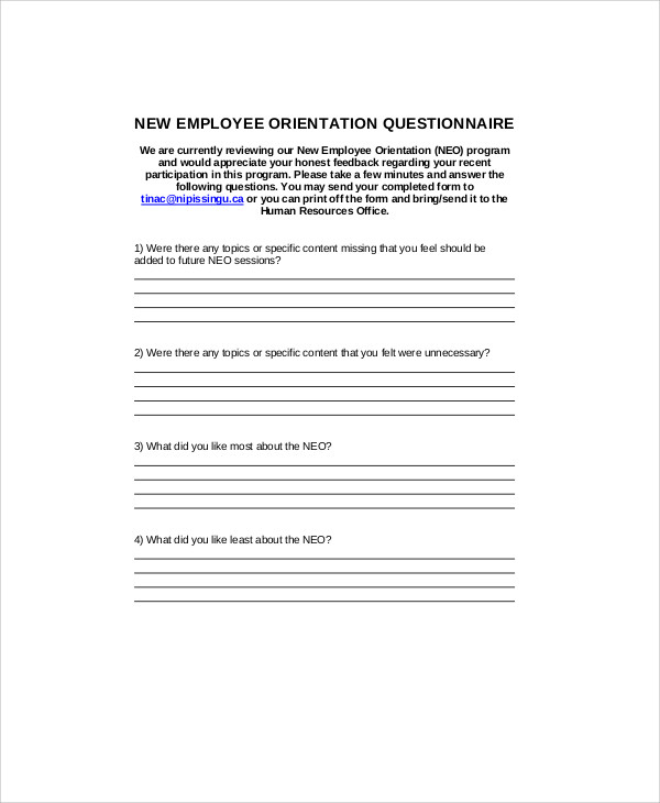 FREE 7 Sample Orientation Feedback Forms In MS Word PDF