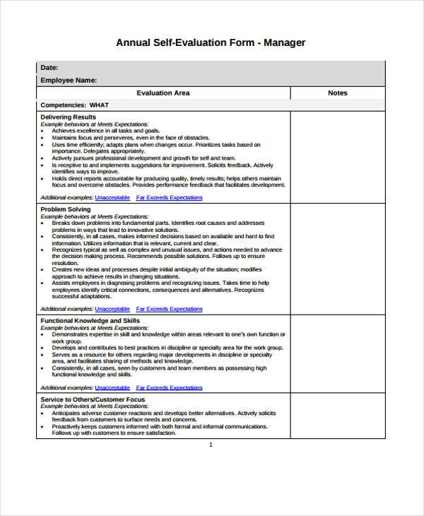 FREE 8 Employee Self Evaluation Forms In PDF MS Word Excel