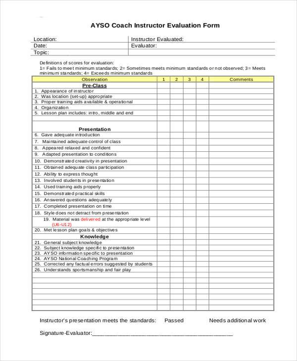 FREE 8 Instructor Evaluation Forms In PDF MS Word