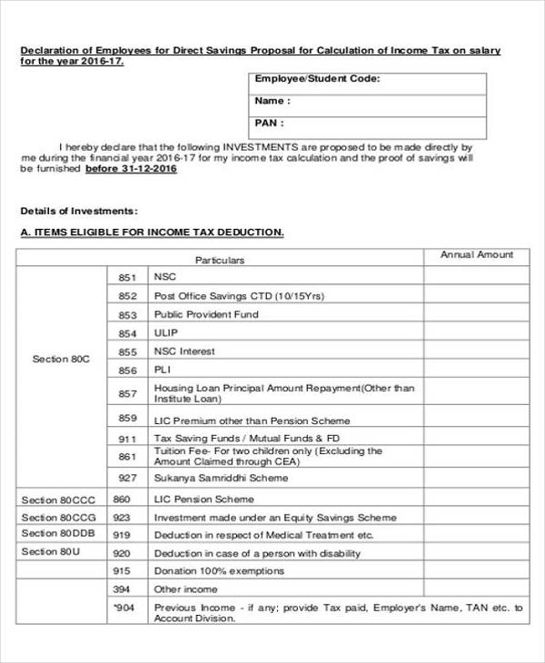 FREE 9 Sample Employee Tax Forms In MS Word PDF