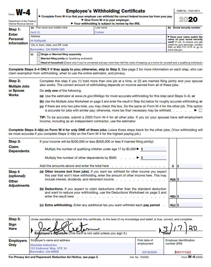 How To Fill Out Employee Tax Withholding Form 2023 Employeeform