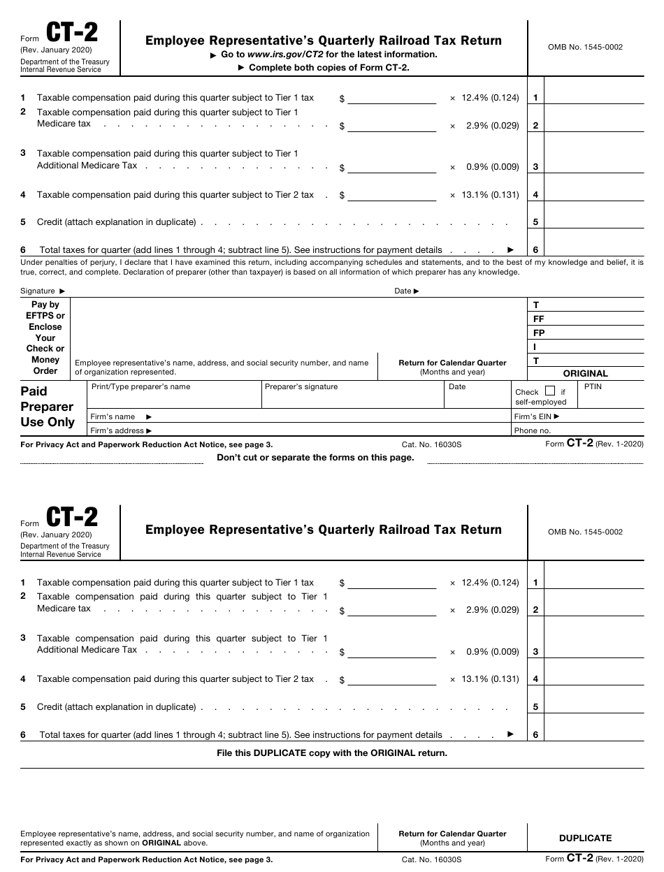 IRS Form CT 2 Download Fillable PDF Or Fill Online Employee