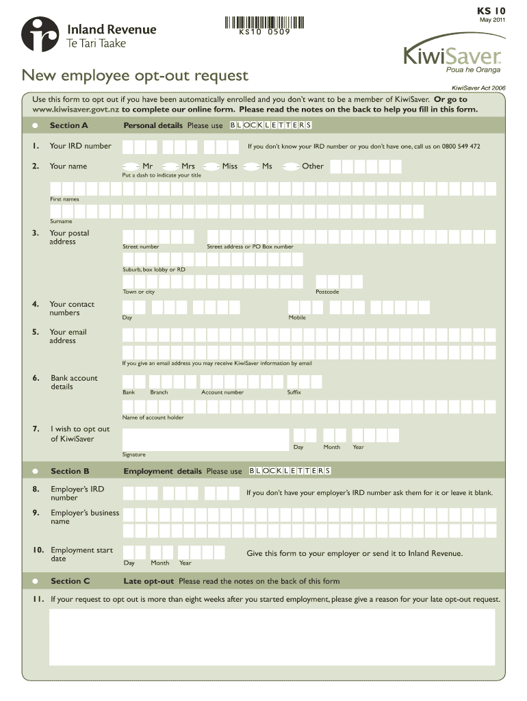 Kiwisaver Opt Out Form Fill Out And Sign Printable PDF Template SignNow