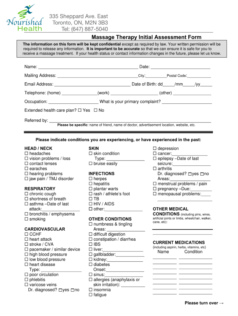 Massage Therapy Forms Fill Out And Sign Printable PDF Template SignNow