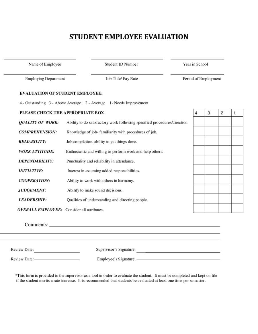 Mcdonald s Employee Evaluation Form 2022 Employeeform