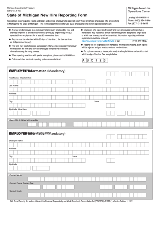 Michigan New Hire Reporting Form 2023 NewHireForm