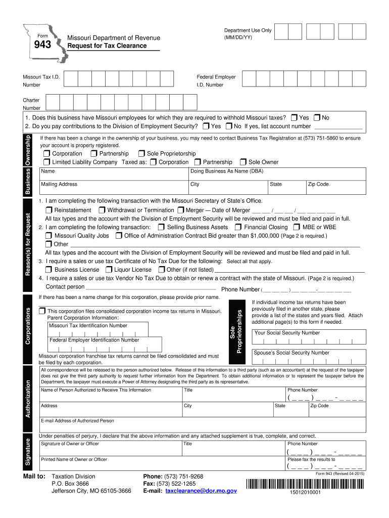 Missouri Form 943 Fill Out And Sign Printable PDF Template SignNow