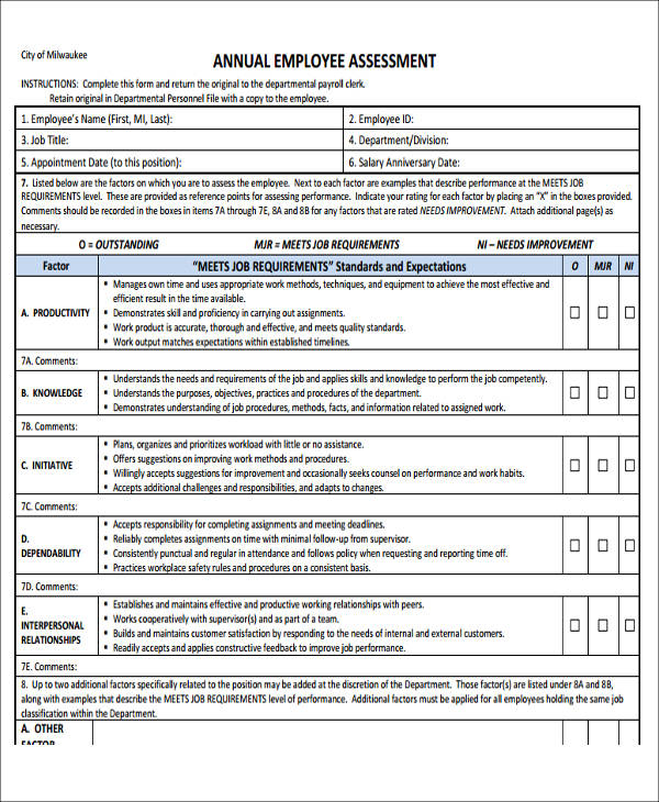 New Employee Assessment Form 2023 Employeeform