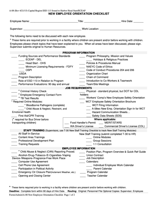 New Employee License Orientation Form 2022 2022 Employeeform