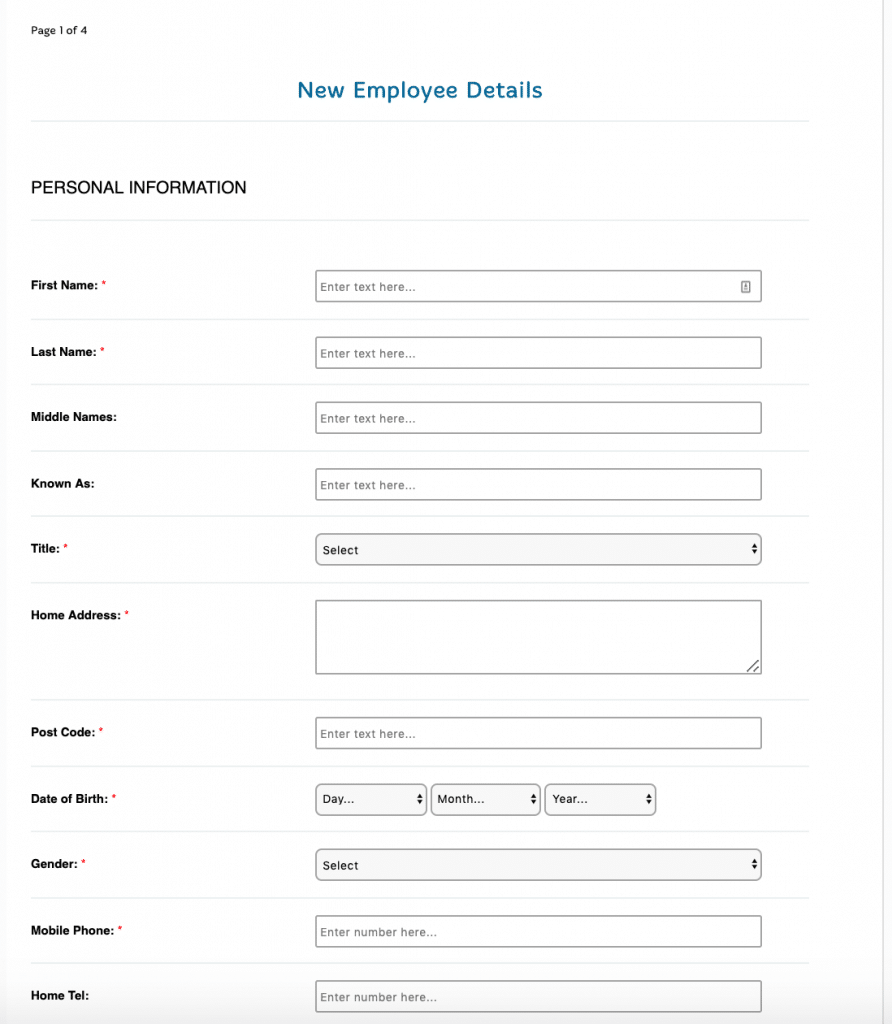 New Employee Starter Form New Employee Forms By IPEGS Forms