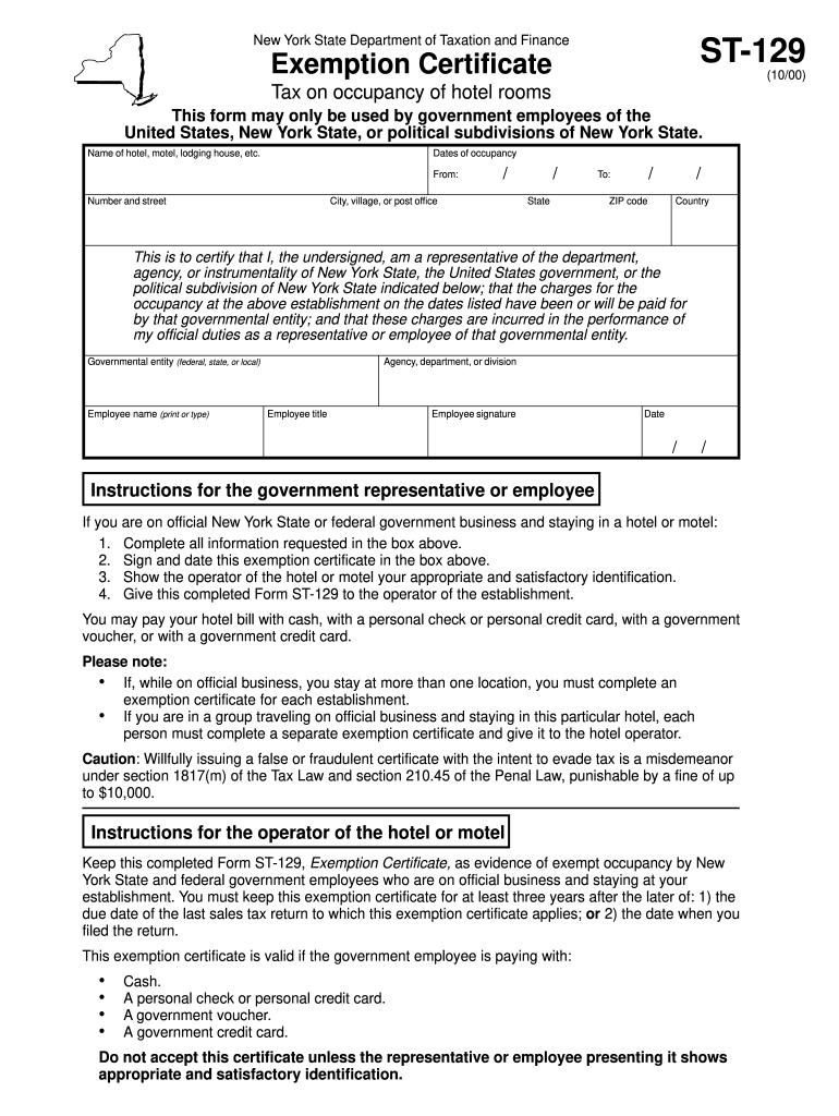 Nys Tax Exempt Form Hotel Fill Out Sign Online DocHub