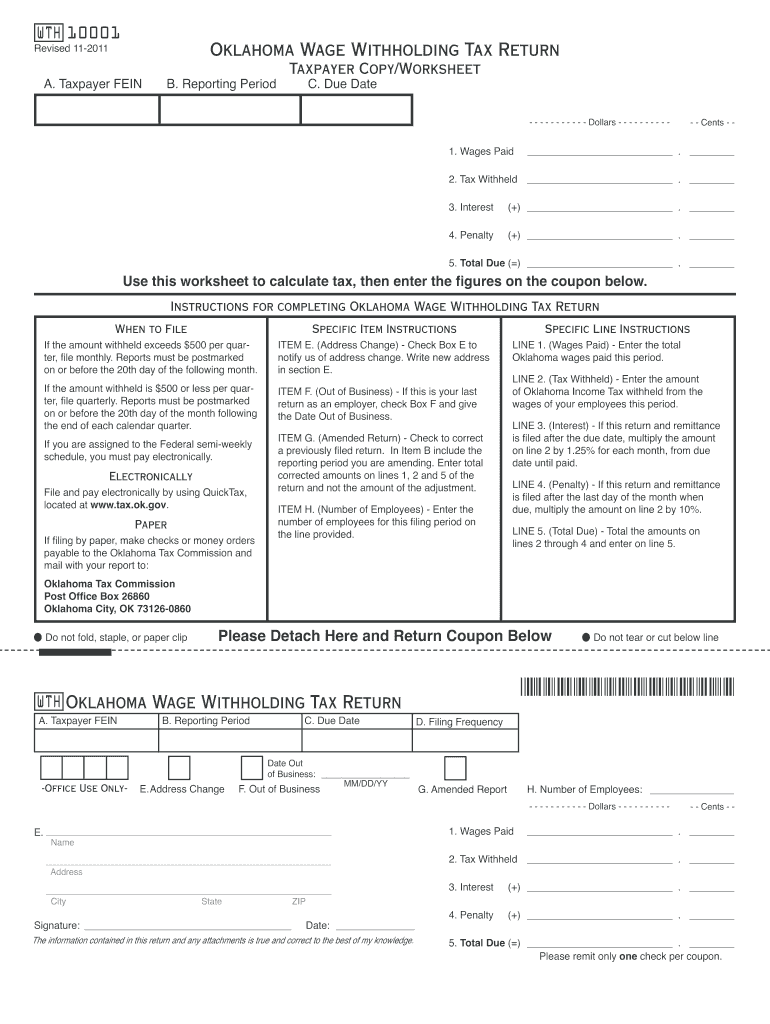 Oklahoma Withholding Tax Fill Out And Sign Printable PDF Template