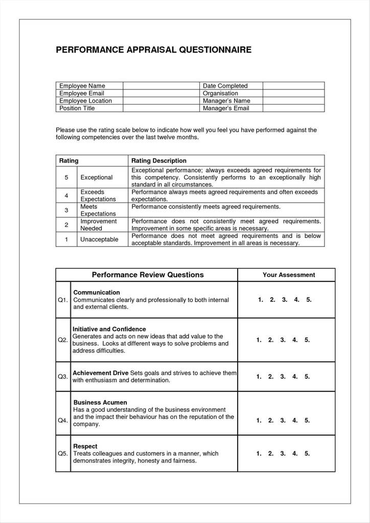 One Page Employee Evaluation Form Awesome Monthly Performance Review