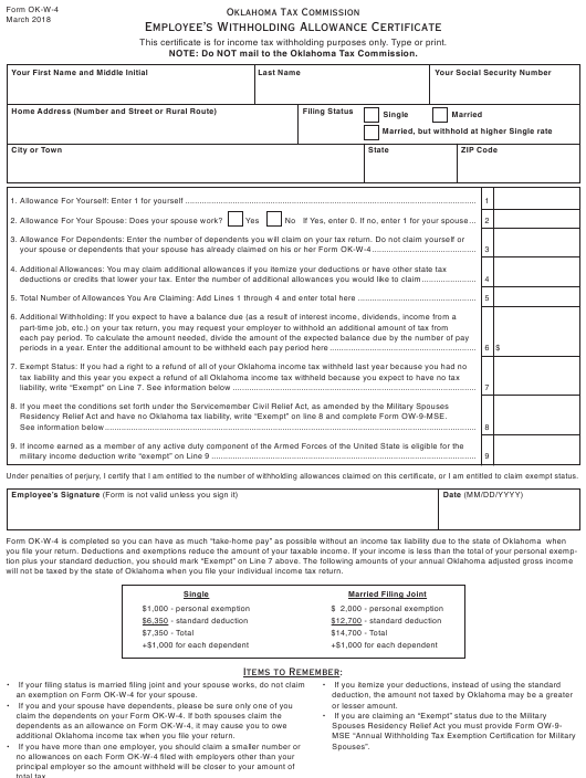 OTC Form W 4 Download Fillable PDF Or Fill Online Employee s 