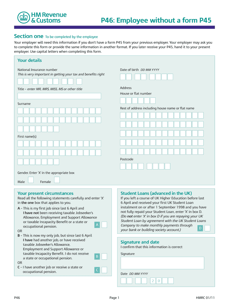 P46 Form Download Fill Online Printable Fillable Blank PdfFiller