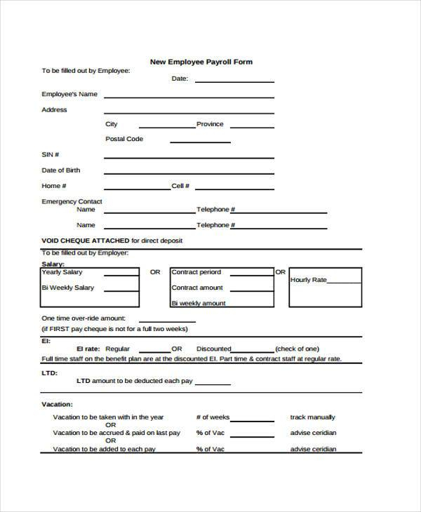 Printable Payroll Forms