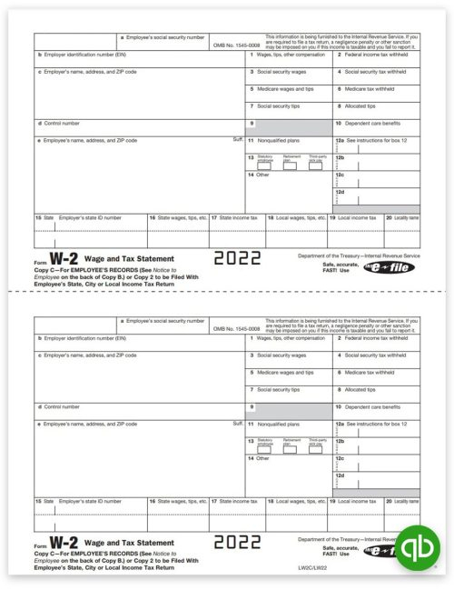 QuickBooks W2 Tax Form Copy C 2 For Employee DiscountTaxForms