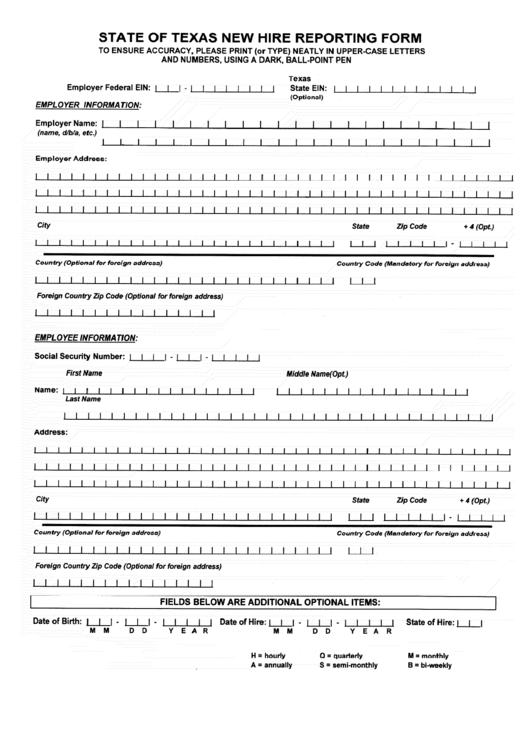 State Of Texas New Hire Reporting Form Printable Pdf Download