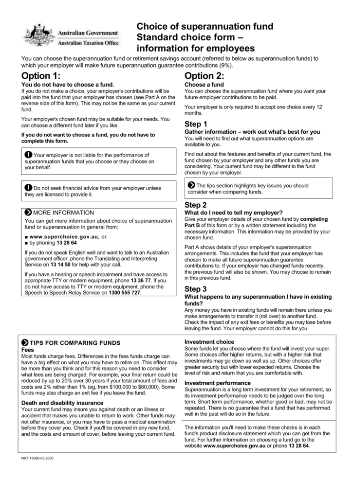 Superannuation Choice Form