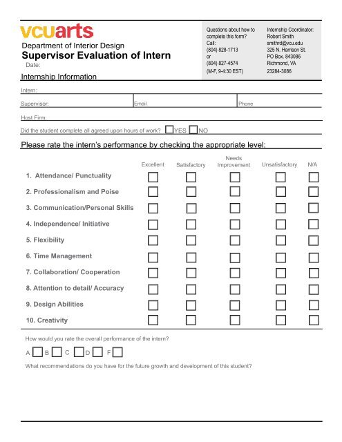 Supervisor Evaluation Form