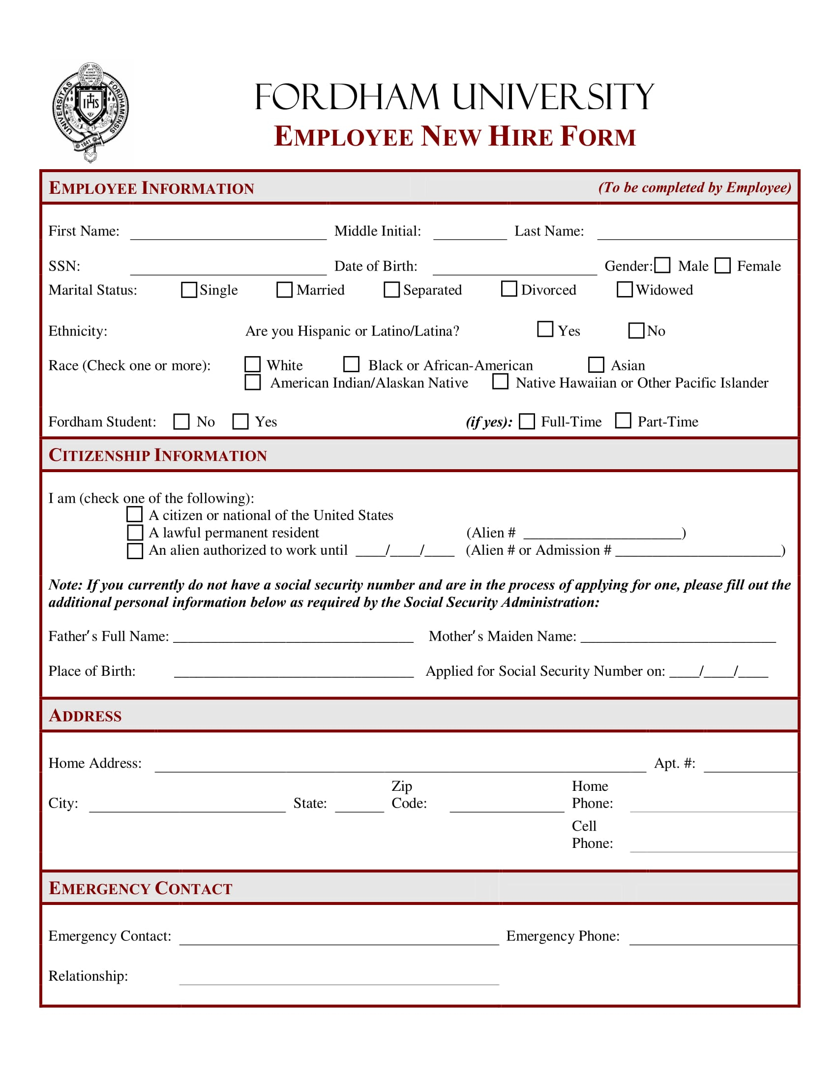 Tax Forms For Employee New Hire 2022 Employeeform