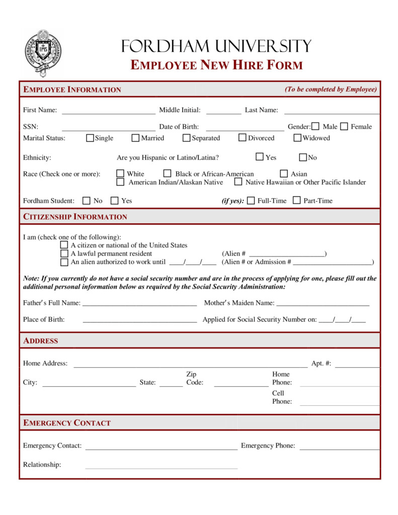 Tax Forms For Employee New Hire NewHireForm