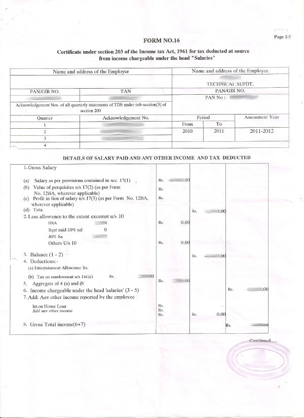 TDS Form 16 Certificate The Proof Of Income Tax Payment Details And 