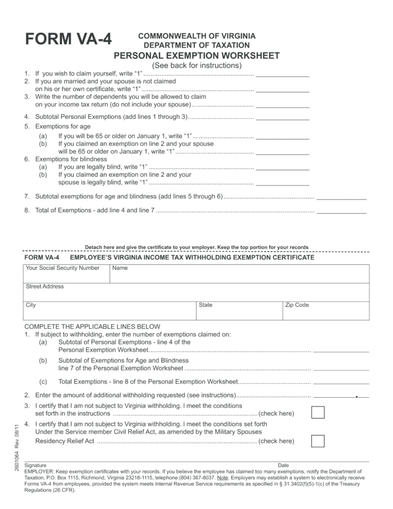 Virginia State Income Tax Exemption Form ExemptForm