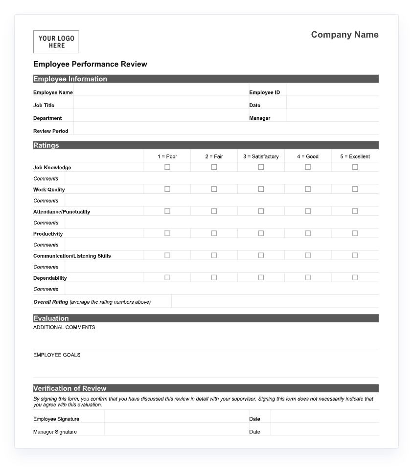 15 Sample Performance Review Template SampleTemplatess 