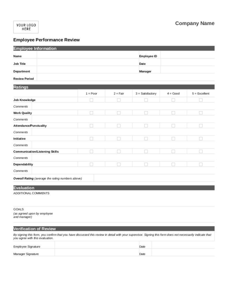 2023 Employee Evaluation Form Fillable Printable PDF Forms Handypdf