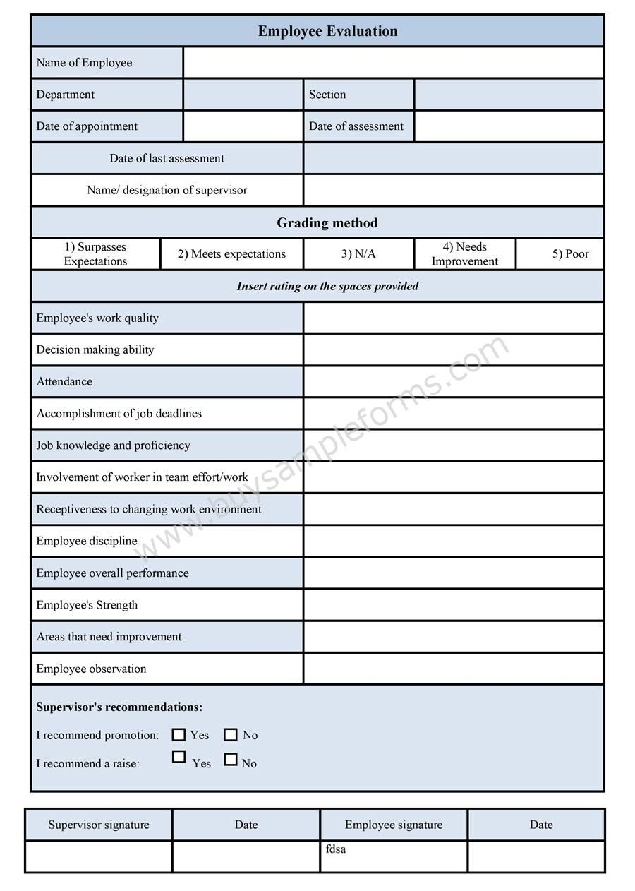 Amazing Employee Performance Evaluation Template Excel Runbook Example