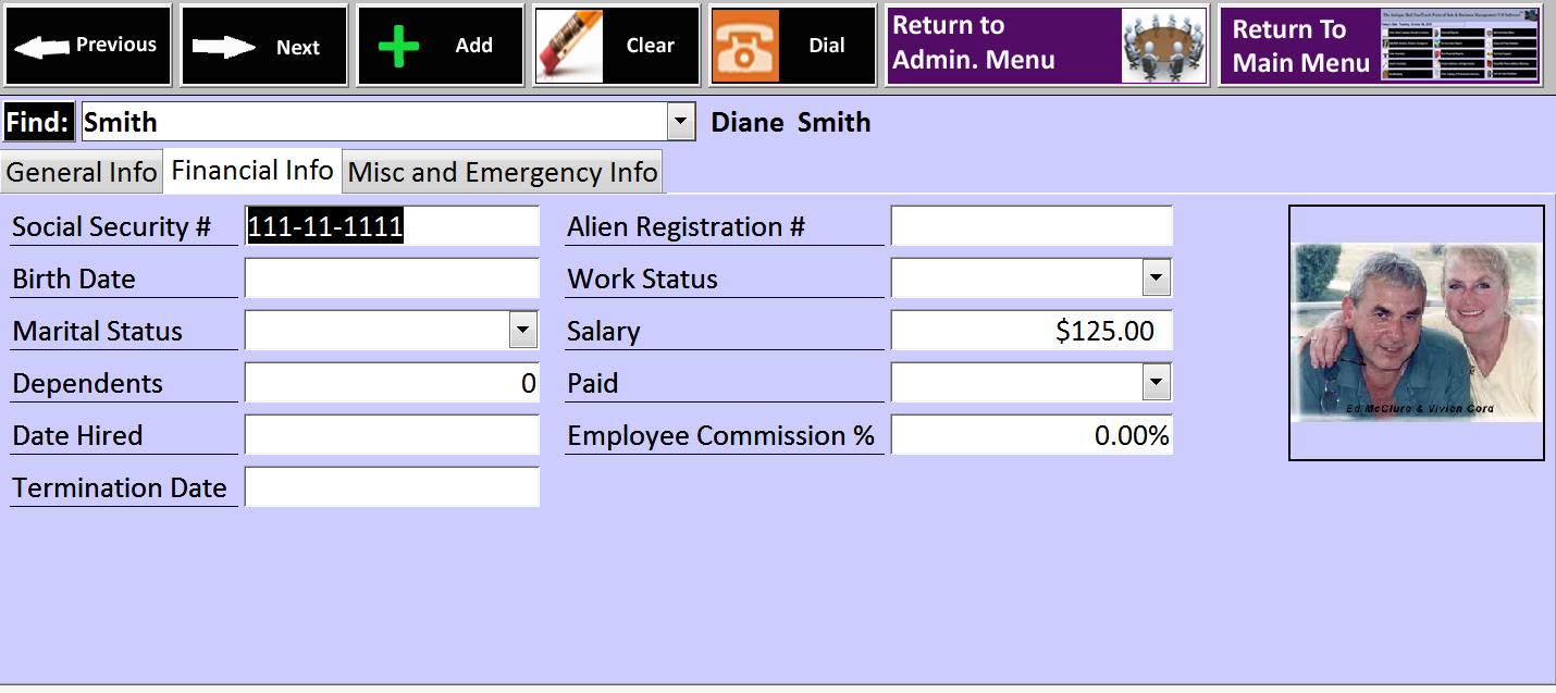 Antique Mall Software Employee Data Entry Form