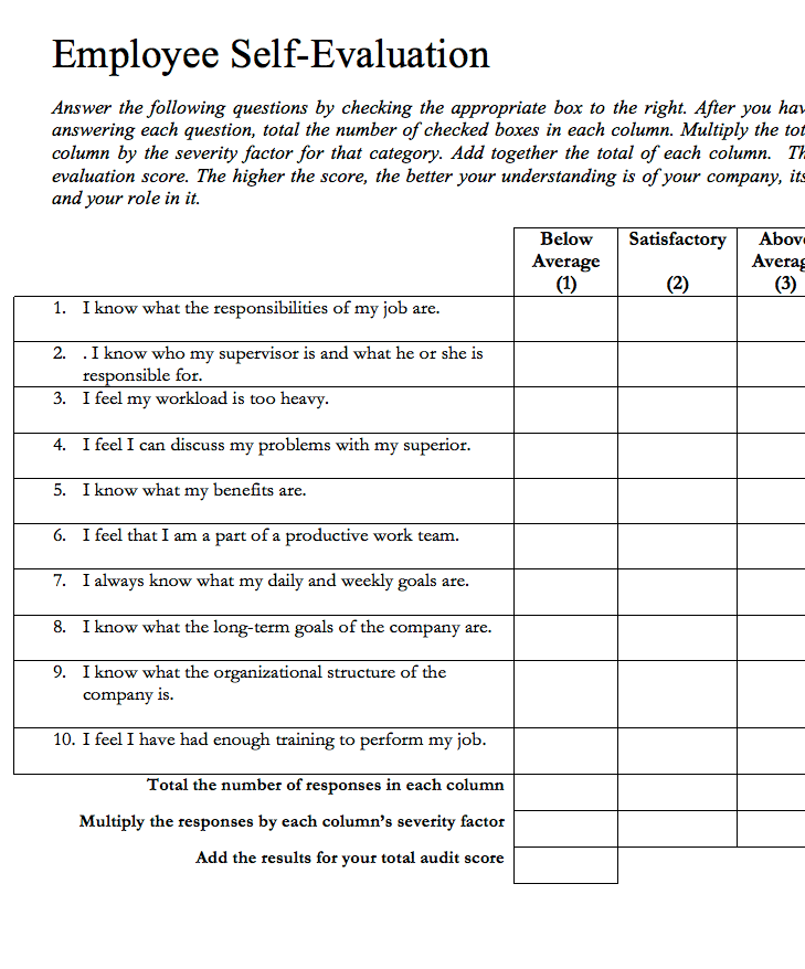 Better Team Employee Self Evaluation Forms 2022 Employeeform