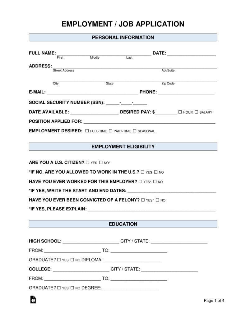 Blank Job Application Form Templates Samples Pdf Word Free Job 