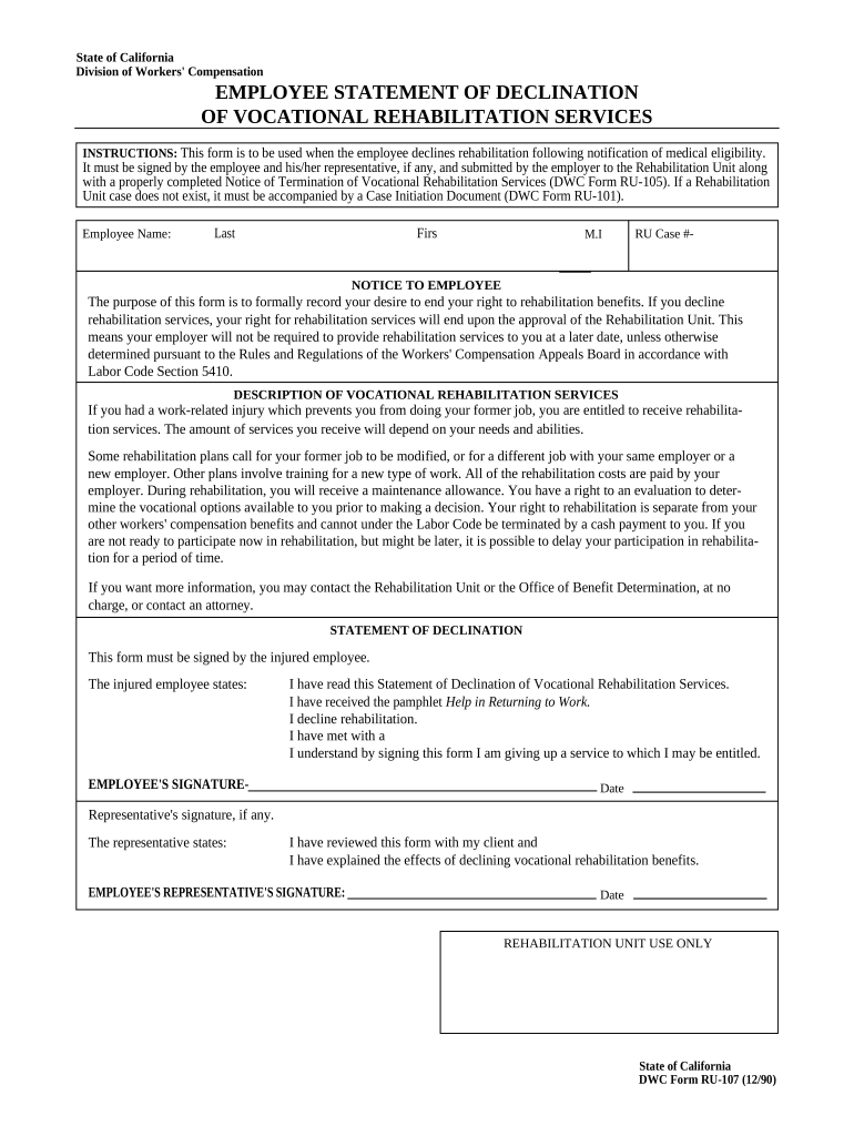 California Employee Doc Template PdfFiller