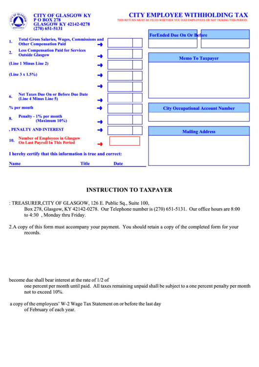 City Of Toledo Employee Withholding Tax Forms 2022 Employeeform