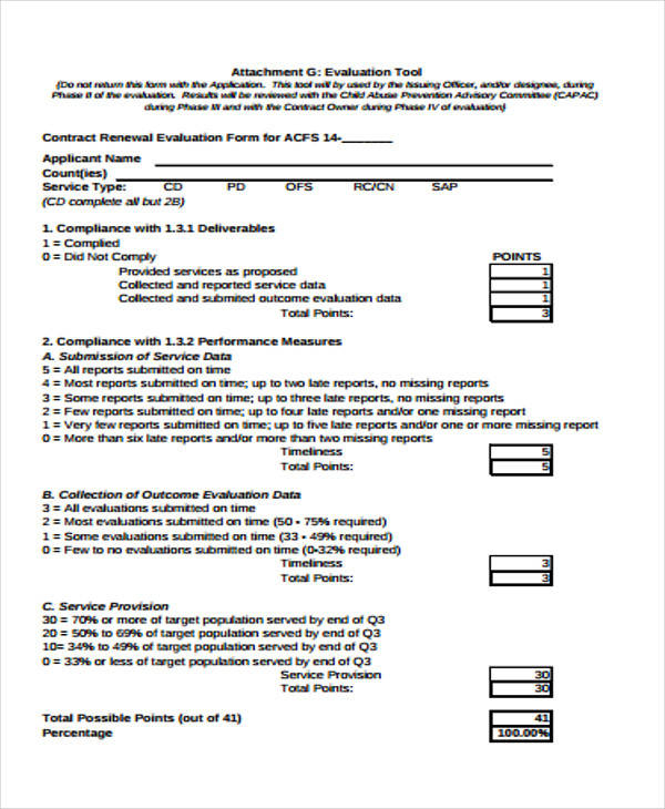 Employee Contract Renewal Evaluation Form 2022 Employeeform