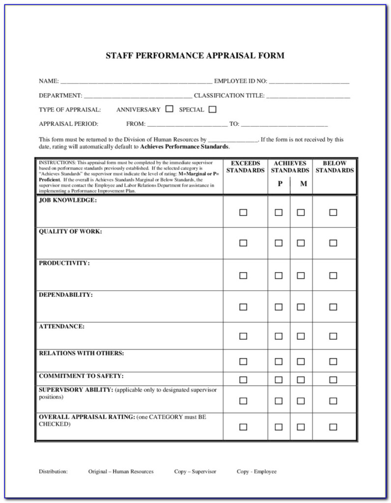 Employee Evaluation Form Microsoft Word