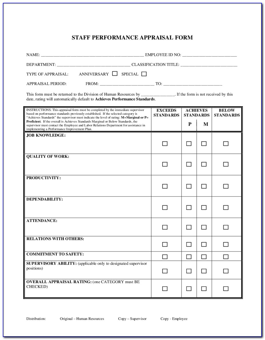 Employee Evaluation Form Microsoft Word