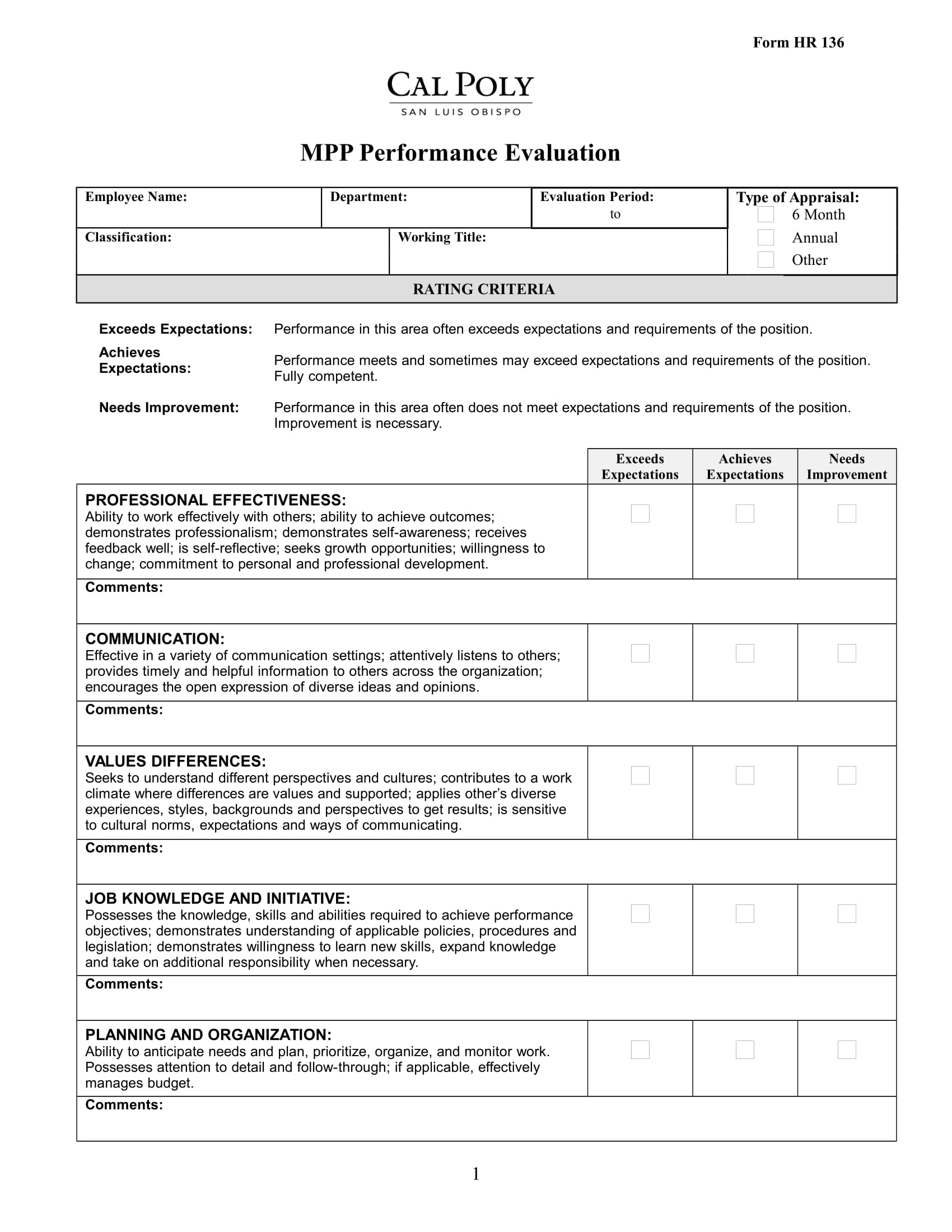 Employee Evaluation Of Manager Form Employee Evaluation Form