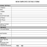 Employee Inductions New Employee Details Form