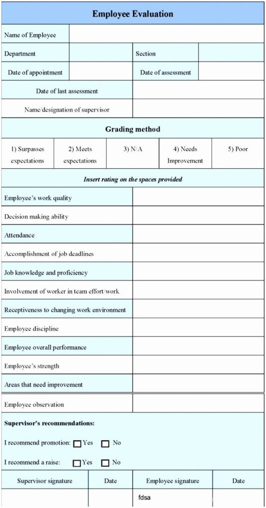 Employee Performance Evaluation Form Excel Beautiful 9 Staff Evaluation 