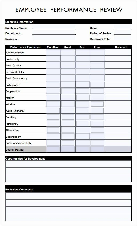 Employee Performance Evaluation Template Unique Employee Evaluation