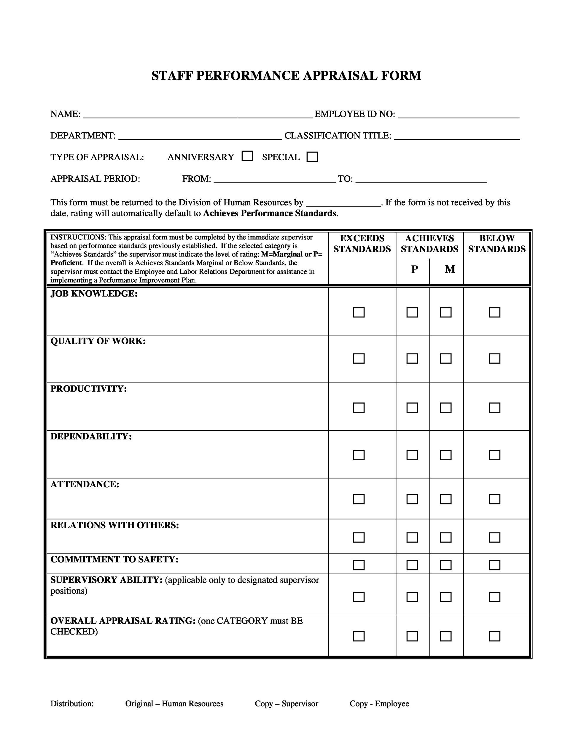 Employee Promotion Evaluation Form 5 Editable Employee Evaluation