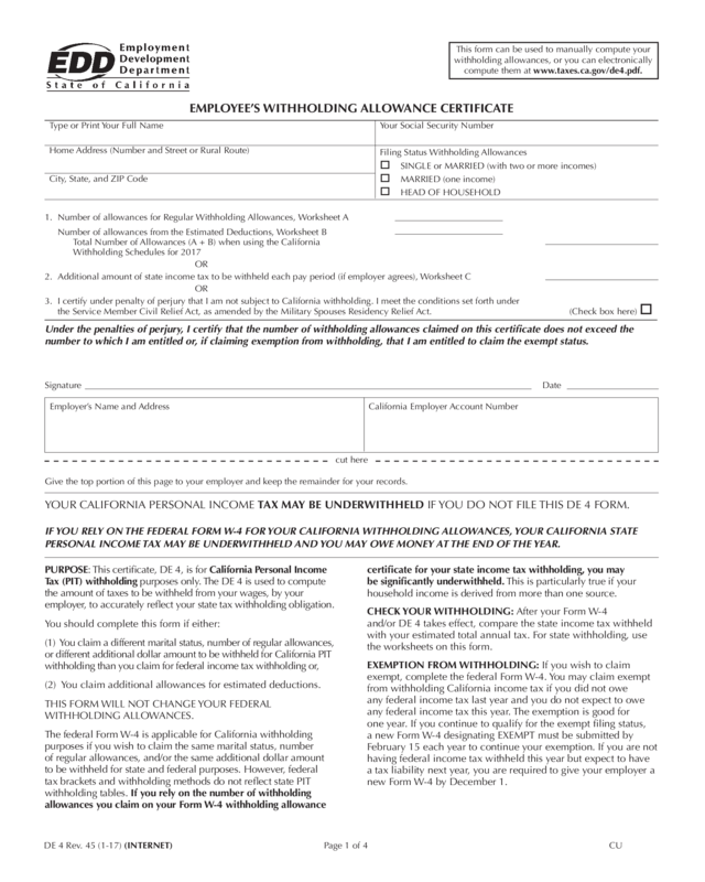 Employee s Withholding Allowance Certificate 2022 Form 2023